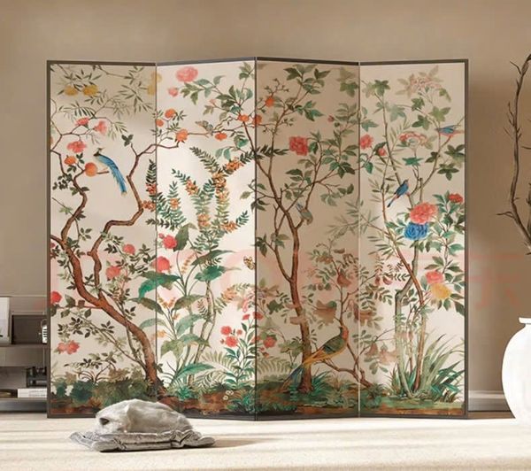 Bộ Bình Phong In Họa Tiết 4 Tấm Vải Canvas- GP392 - GAPI VIỆT NAM