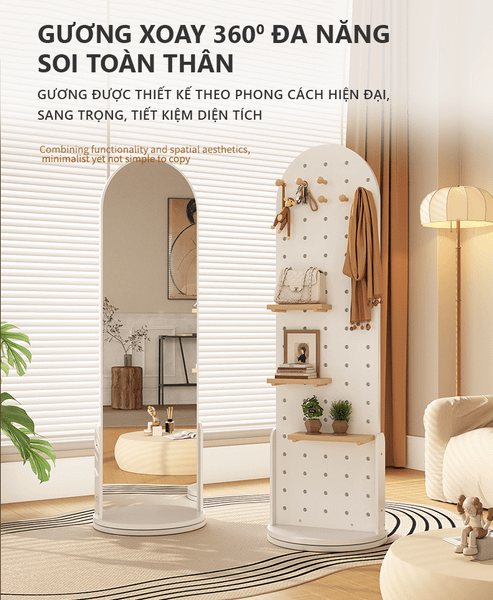 Gương Soi Toàn Thân Xoay 360 Độ Đa Năng, Hiện Đại GAPI - GP312