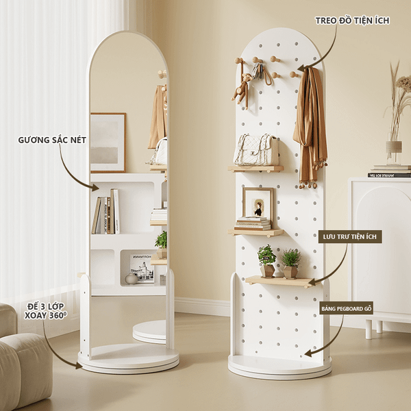 Gương Soi Toàn Thân Xoay 360 Độ Đa Năng, Hiện Đại GAPI - GP312