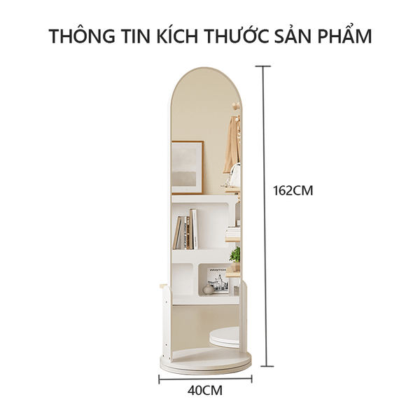 Gương Soi Toàn Thân Xoay 360 Độ Đa Năng, Hiện Đại GAPI - GP312