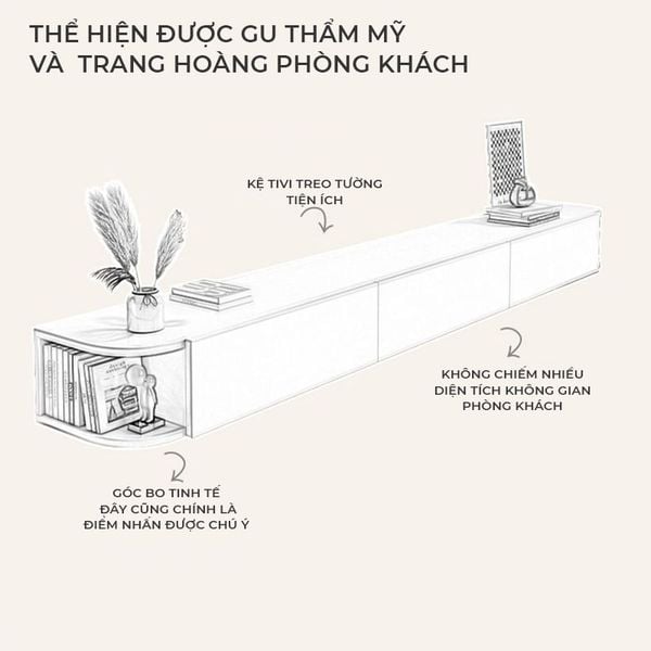 Kệ Tivi Treo Tường 3 Cánh Mở Trắng Sang Trọng Phòng Khách GAPI - GP326