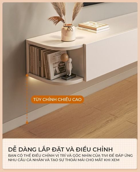 Kệ Tivi Treo Tường 3 Cánh Mở Trắng Sang Trọng Phòng Khách GAPI - GP326