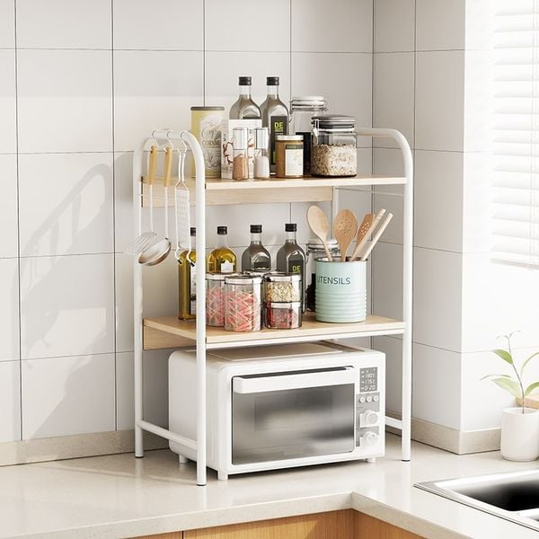 Kệ Đa Năng Đa Tầng Tiện Lợi Phòng Bếp Khung Trắng Vân Gỗ GAPI - GM141