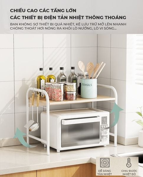 Kệ Đa Năng Đa Tầng Tiện Lợi Phòng Bếp Khung Trắng Vân Gỗ GAPI - GM141