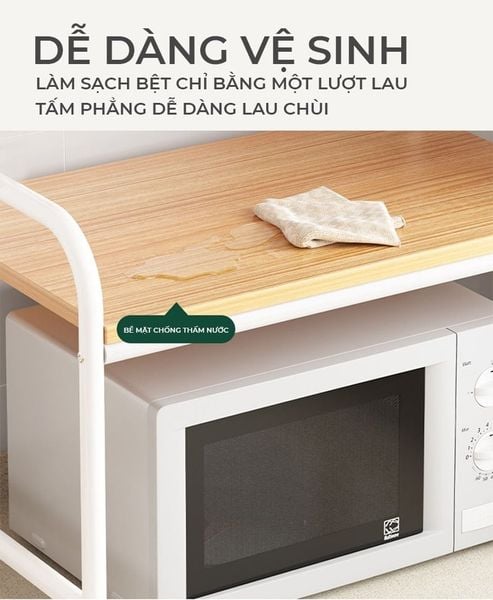 Kệ Đa Năng Đa Tầng Tiện Lợi Phòng Bếp Khung Trắng Vân Gỗ GAPI - GM141