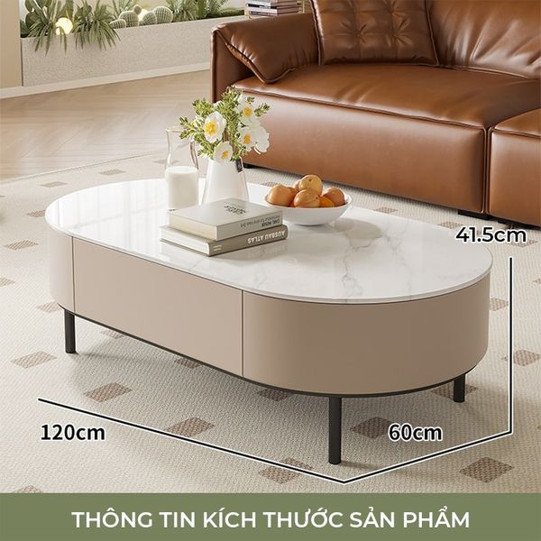 Bàn Trà Sofa Hình Oval Bọc Da Cao Cấp GAPI - GM155