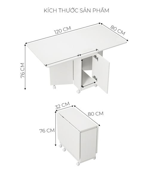 Bàn Ăn Gấp Gọn Thông Minh Cho Mọi Không Gian - GP372 (KHÔNG KÈM GHẾ )