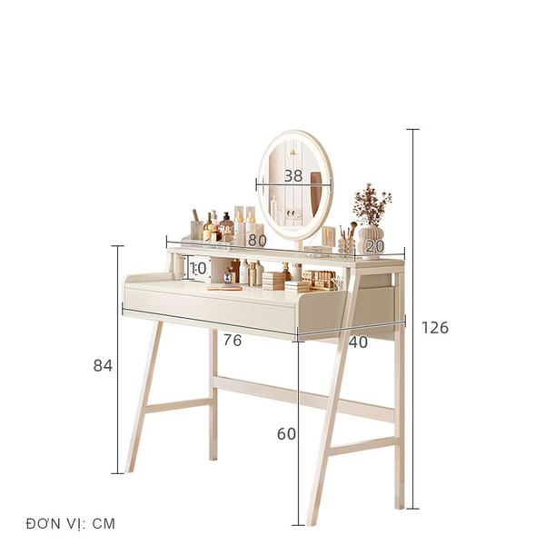 Bàn Trang Điểm Kèm Gương Led Phong Cách Hiện Đại Gỗ MDF Cao Cấp GAPI - GM175