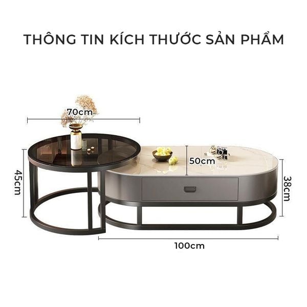 Bàn Trà Sofa Elip TC Khung Sắt Cao Cấp GAPI - GM149