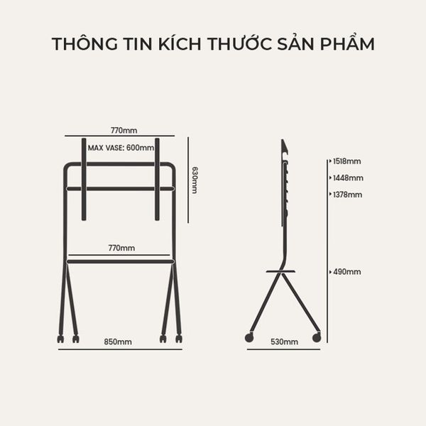 Giá Treo Tivi Khung Sắt Mặt Gỗ - GM189