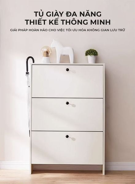 Tủ Giày 3 Cánh Lật Trắng Thông Minh GAPI - GP321.01