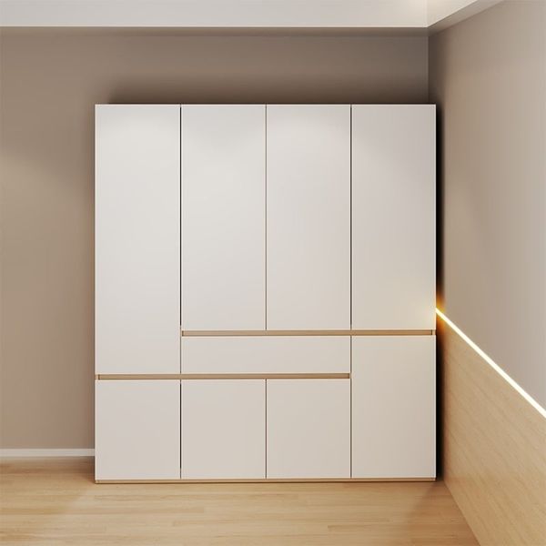 Tủ Quần Áo 4 Cánh To 1 Ngăn Kéo Trắng Vân Gỗ - GP328