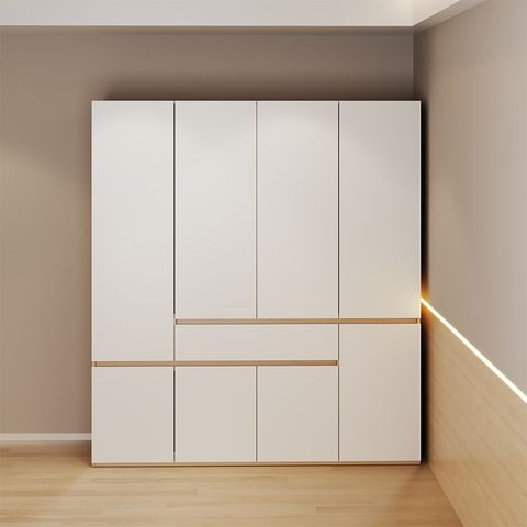 Tủ Quần Áo 4 Cánh To 1 Ngăn Kéo Trắng Vân Gỗ - GP328