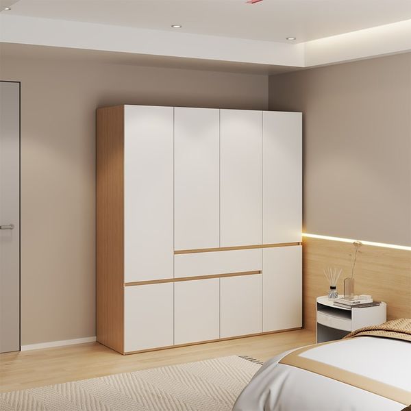 Tủ Quần Áo 4 Cánh To 1 Ngăn Kéo Trắng Vân Gỗ - GP328