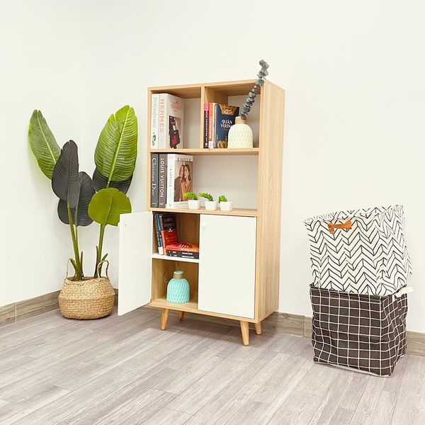 Tủ Sách Đa Năng GAPI Màu Gỗ Phối Trắng - GP106