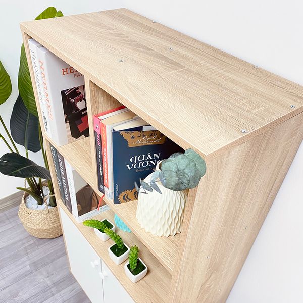 Tủ Sách Đa Năng GAPI Màu Gỗ Phối Trắng - GP106
