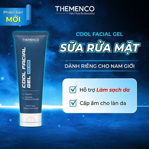 Sữa rửa mặt giúp hỗ trợ làm sạch bụi bẩn, bã nhờn trên da dành cho nam giới Cool Facial Gel 120ml Themenco
