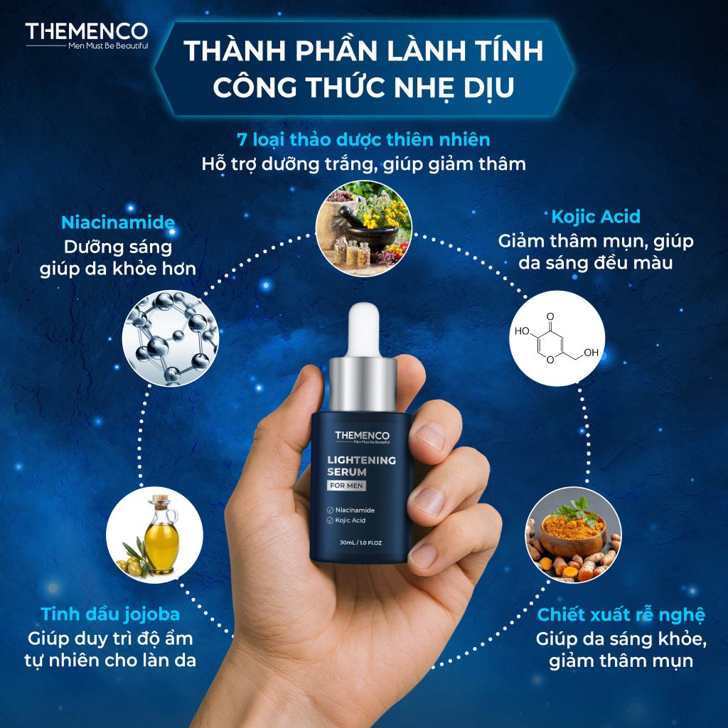 Serum hỗ trợ giúp giảm thâm sau mụn Lightening Serum 30ml Themenco