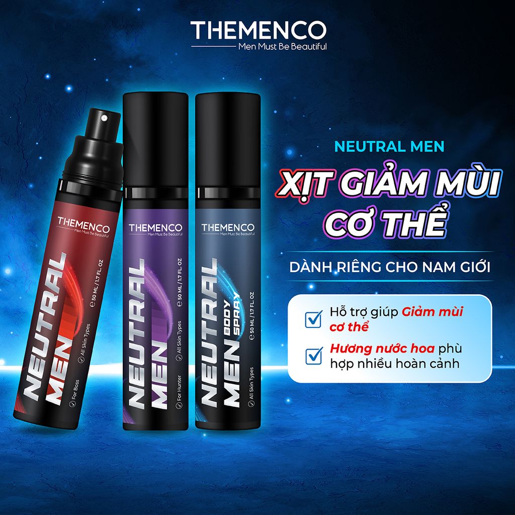 Xịt giảm mùi cơ thể dành cho Nam giới Neutral Men Themenco 50ml