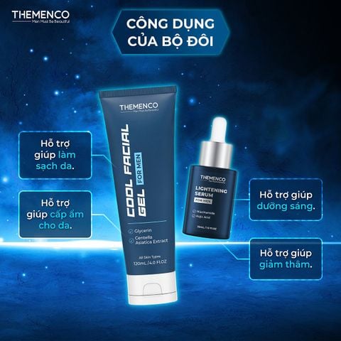 Combo Sữa rửa mặt Cool Facial Gel 120mL và Serum hỗ trợ giúp giảm thâm Lightening Serum 30mL