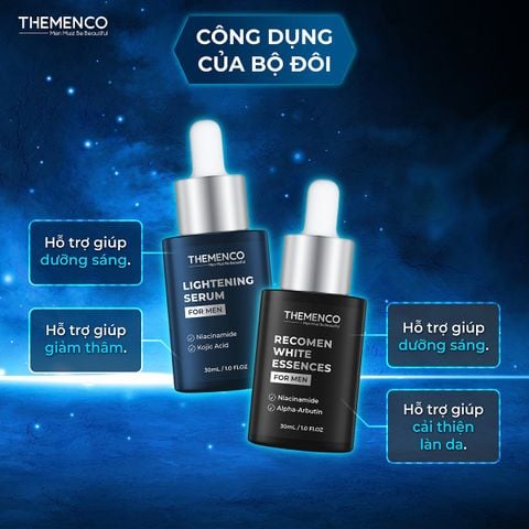 Combo Serum hỗ trợ giúp giảm thâm Lightening Serum 30mL và Tinh chất hỗ trợ dưỡng sáng Recomen White Essences  30mL