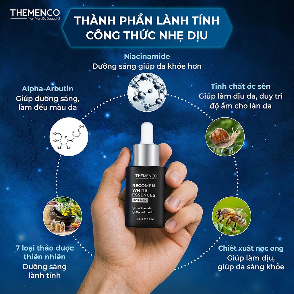 Combo Serum hỗ trợ giúp giảm thâm Lightening Serum 30mL và Tinh chất hỗ trợ dưỡng sáng Recomen White Essences  30mL