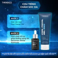 Combo Sữa rửa mặt Cool Facial Gel 120mL và Tinh chất hỗ trợ dưỡng sáng Recomen White Essences 30mL