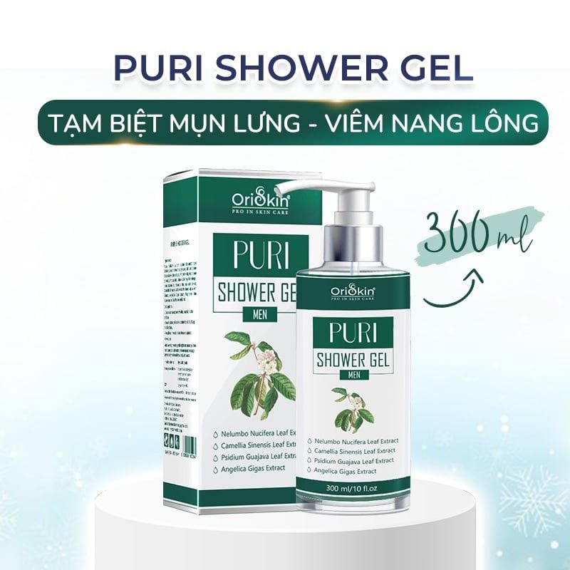 Sữa Tắm Hỗ Trợ Ngăn Ngừa Mụn, Viêm Nang Lông, Làm Sạch Sâu Bụi Bẩn, Dành Cho Nam Oriskin Puri shower Gel 300ml