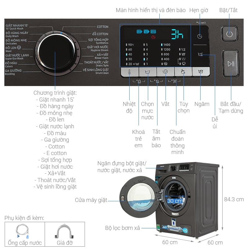 Máy Giặt Samsung Inverter 9.5kg WW95TA046AX