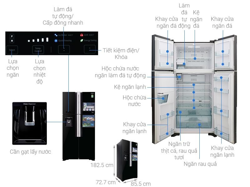 Tủ Lạnh Hitachi Inverter 540 lít R-FW690PGV7X GBK