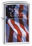  Bật Lửa Zippo Flag Made In Usa Brushed Chrome 