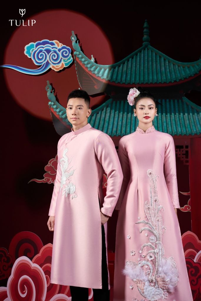 ÁO DÀI ĐÔI HỒNG THIÊN