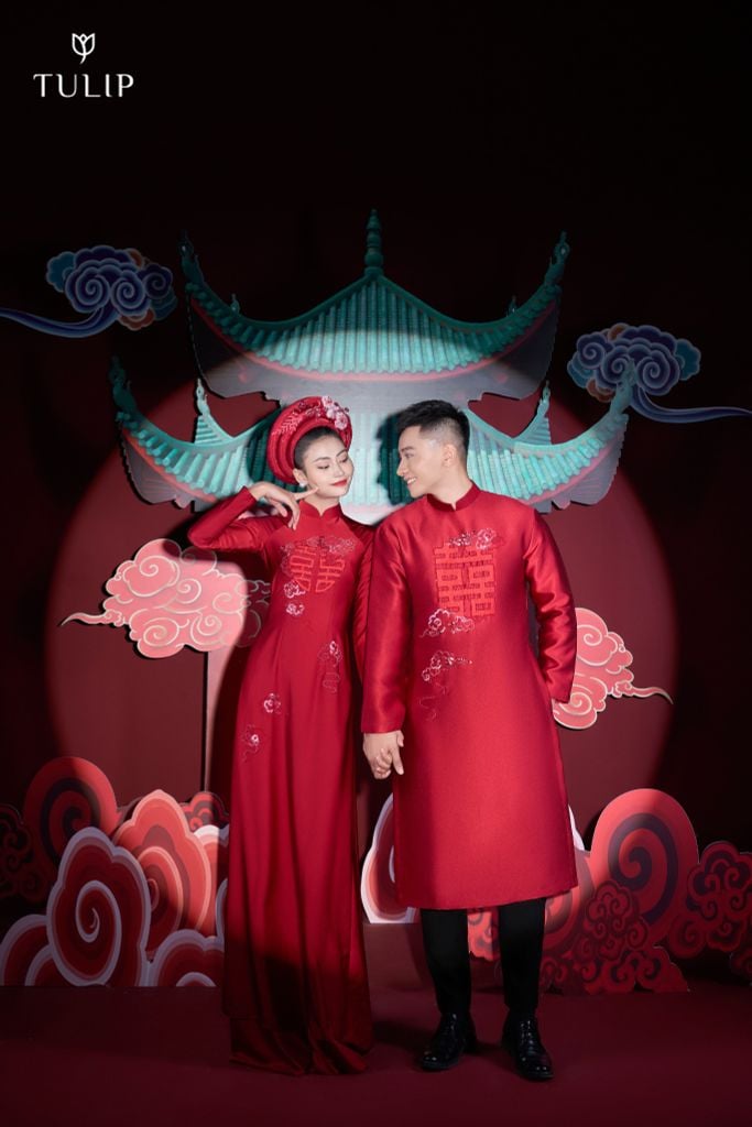 ÁO DÀI ĐÔI SONG HỶ LÂM MÔN