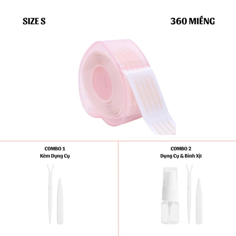 Miếng Dán Kích Mí Cherry Hình Trái Tim Không Cần Keo 360 Miếng