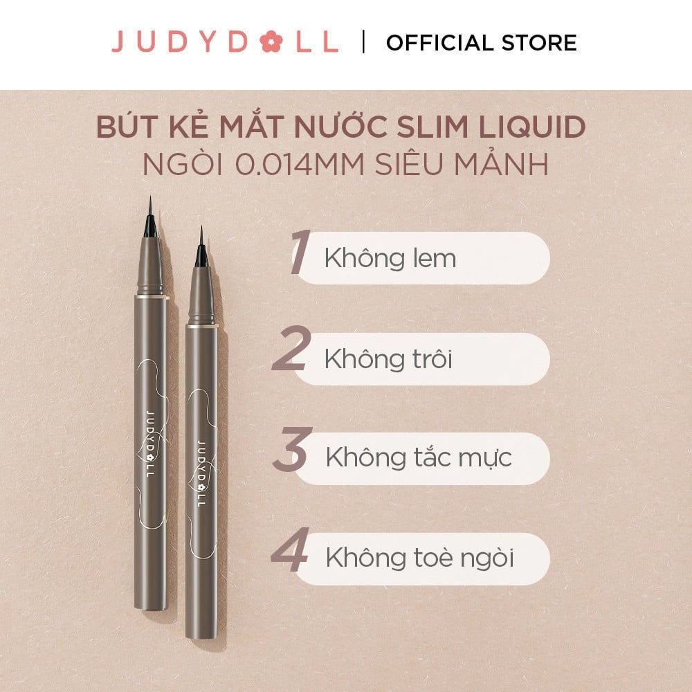Bút kẻ mắt nước JUDYDOLL Siêu mảnh Slim liquid eyeliner Chống nước Lâu trôi Không lem 0,014mm