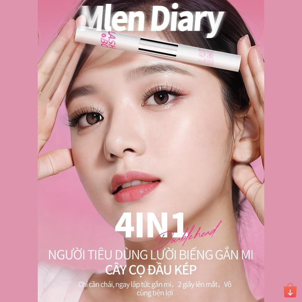 Keo 2 Đầu Mascara 4in1 Mlen Diary thiết kế tiện lợi, kết hợp dung dịch tẩy keo