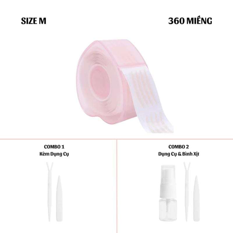Miếng Dán Kích Mí Cherry Hình Trái Tim Không Cần Keo 360 Miếng