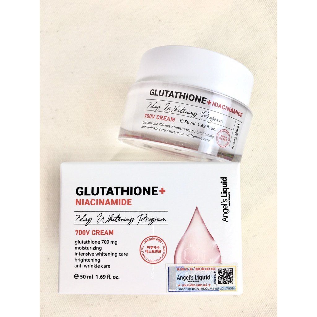 Kem dưỡng trắng Angel's Liquid Glutathione + 5% Niacinamide 7 day whitening program 700v cream 50ml