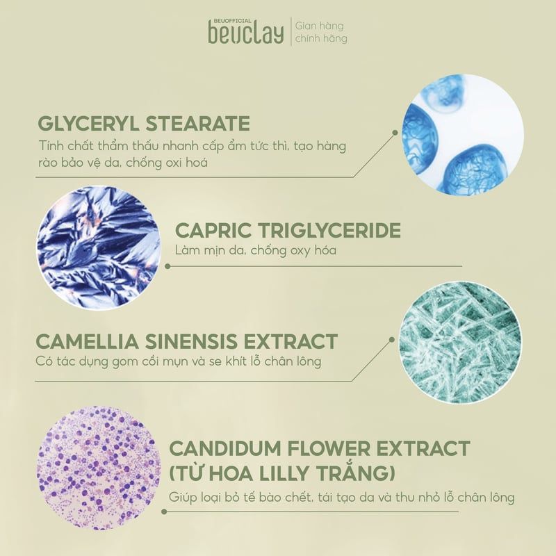 Mặt nạ đất sét BEUCLAY trà xanh sáng da, se khít lỗ chân lông, kiểm soát dầu, hỗ trợ giảm mụn cám mụn đầu đen