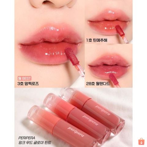 Son Tint Bóng Peripera Ink Mood Glowy Tint 4g Ngọt Ngào Căng Bóng Mềm Mượt