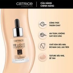 Kem nền Catrice HD Liquid Coverage Foundation che phủ tự nhiên tạo độ mịn màng cho da 30ml