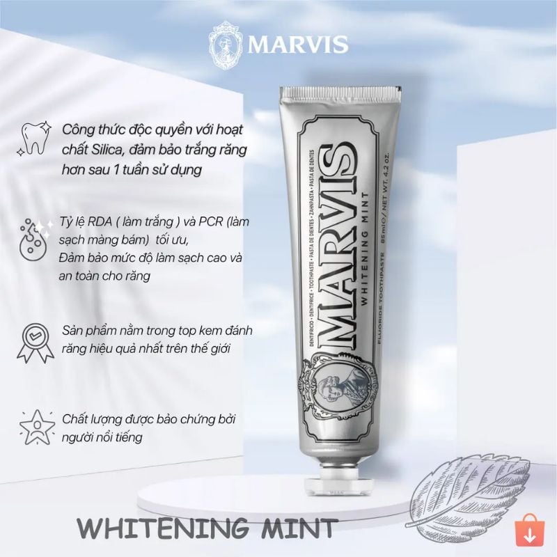 Kem Đánh Răng Marvis Loại Bỏ Mảng Bám Vết Ố Vàng Làm Trắng Răng
