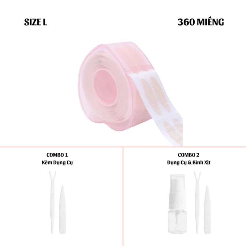 Miếng Dán Kích Mí Cherry Hình Trái Tim Không Cần Keo 360 Miếng