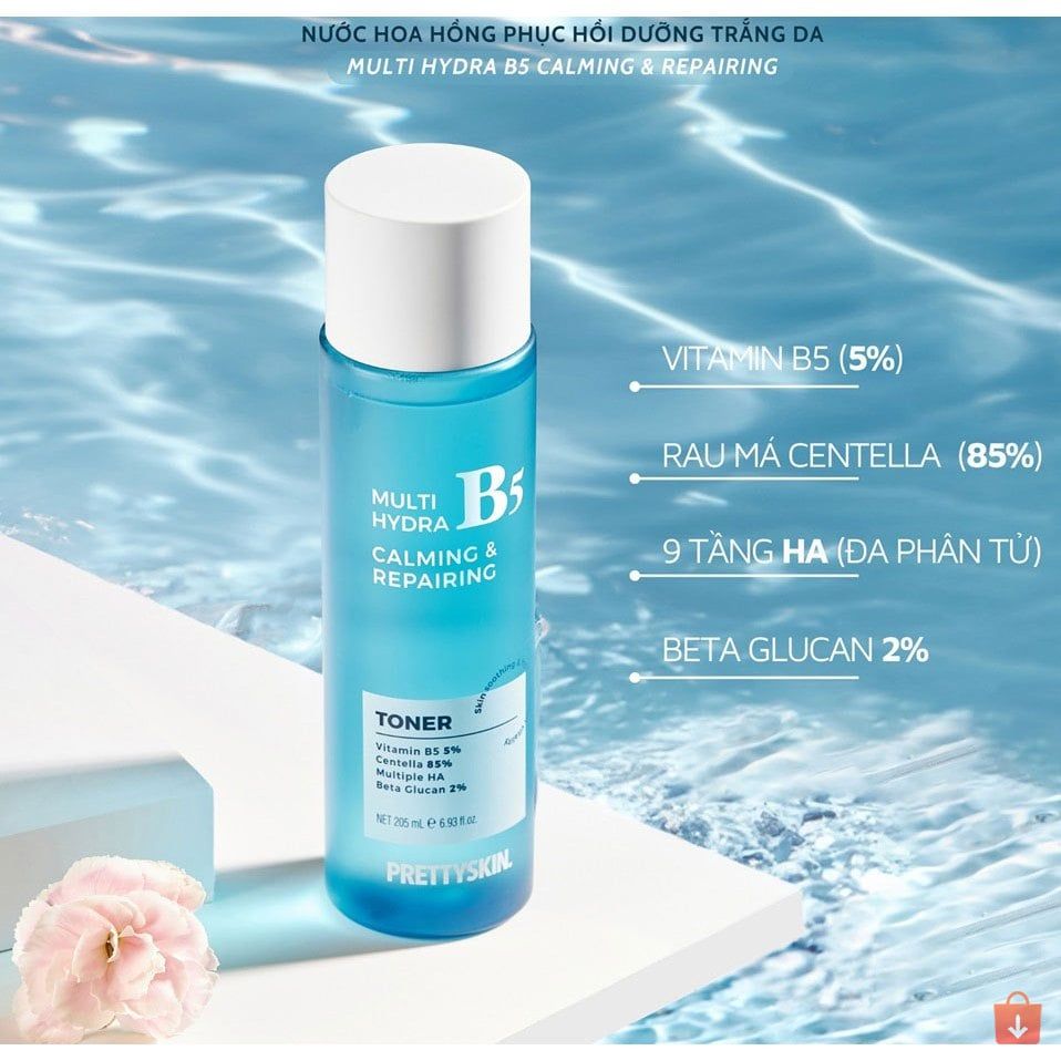 Nước Hoa Hồng Phục Hồi Dưỡng Trắng PrettySkin Multi Hydra B5 Calming & Repairing Toner 205ml Pretty Skin