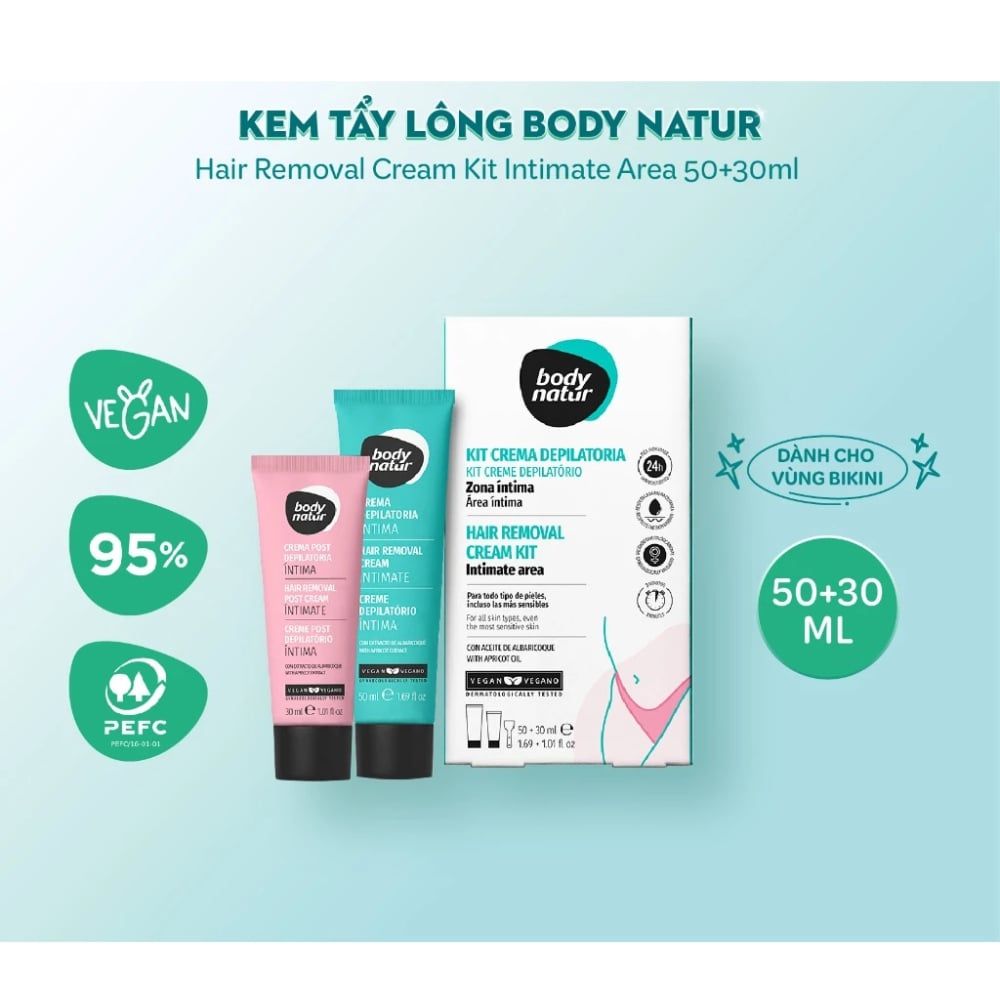 Kem Tẩy Lông Mặt, Body, Bikini, Làm Mềm Da, Nhạt Màu Lông Body Natur Cream Hair Removal Cream 200ml