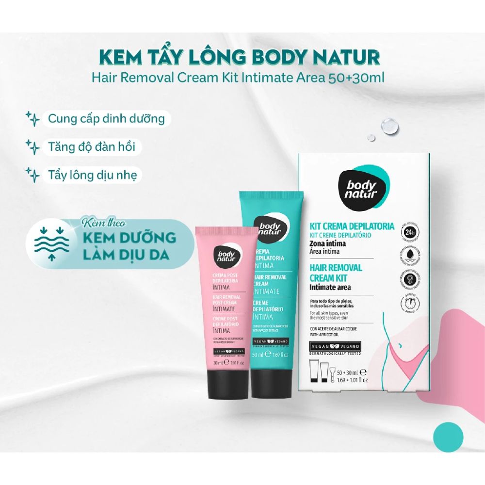 Kem Tẩy Lông Mặt, Body, Bikini, Làm Mềm Da, Nhạt Màu Lông Body Natur Cream Hair Removal Cream 200ml