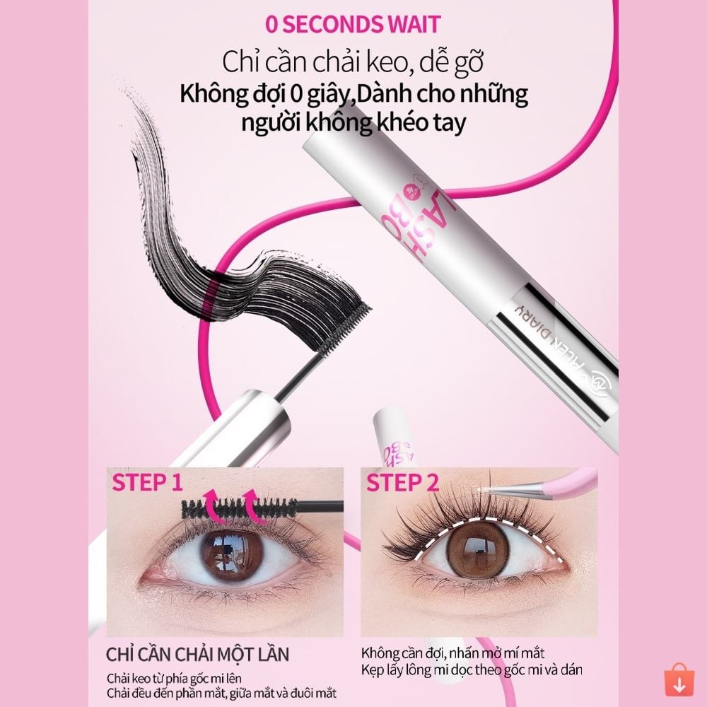 Keo 2 Đầu Mascara 4in1 Mlen Diary thiết kế tiện lợi, kết hợp dung dịch tẩy keo