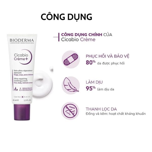 Kem phục hồi da tổn thương Bioderma Cicabio Creme+ 40ml