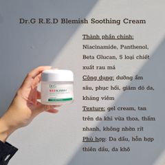 Kem dưỡng ẩm và phục hồi Dr.G/ DrG/ Drg R.E.D Blemish Clear Soothing Cream/ Moisture Cream 70ml