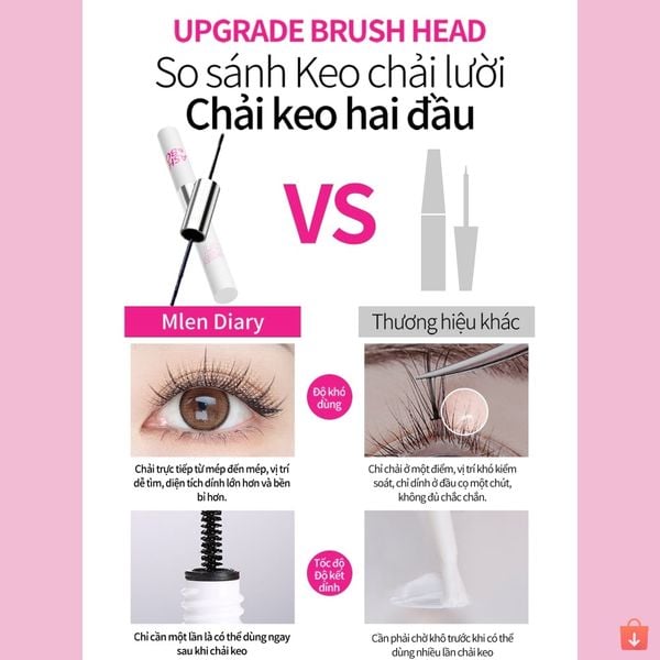 Keo 2 Đầu Mascara 4in1 Mlen Diary thiết kế tiện lợi, kết hợp dung dịch tẩy keo